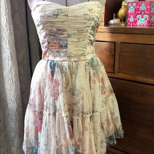 Floral tulle cocktail dress sweetheart neckline
